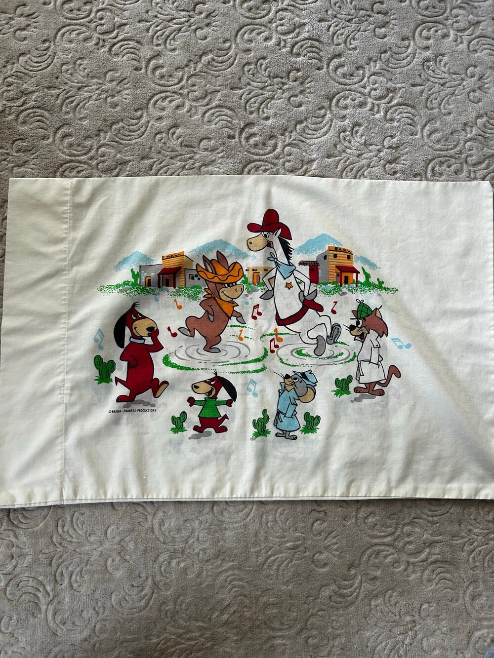 Rare vintage 1960s Hanna-Barbera character pillowcase